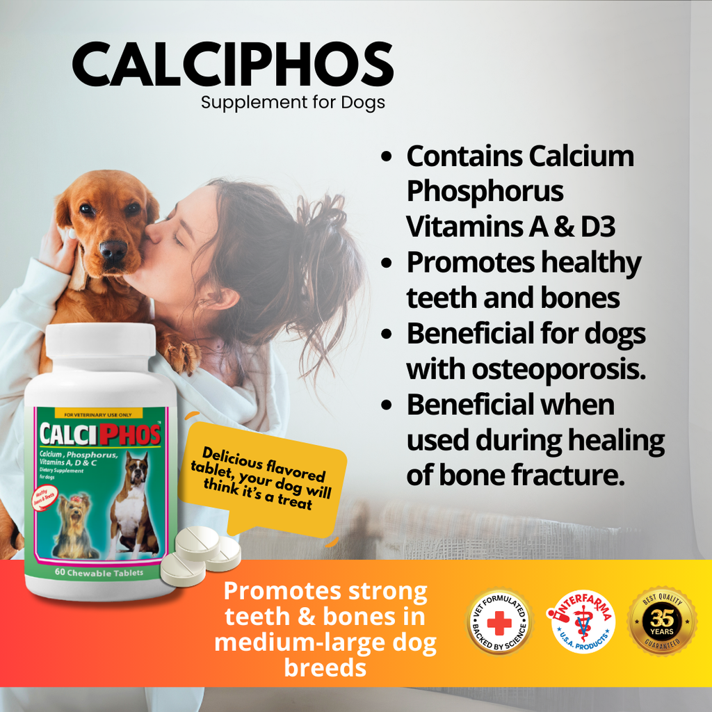 Calciphos Calciphos – Bone & Teeth Support Supplement for Medium to Large Dogs ...